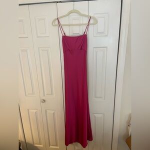 Women’s spaghetti strap cowl back maxi dress in berry